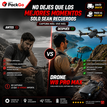 Dron con doble cámara 4K + Maletín Gratis