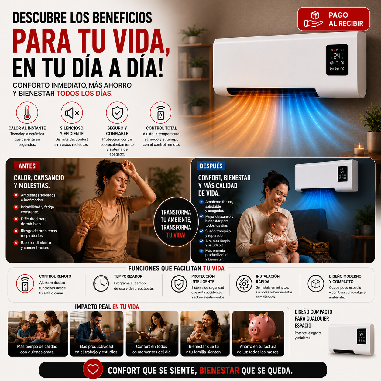 La temperatura perfecta durante todo el año ❄️🔥 Climatizador Compacto Inteligente 2 en 1