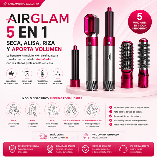 Cepillo AIRGLAM 5 en1 ¡HACIÉNDOTE EL DÍA MÁS FÁCIL!