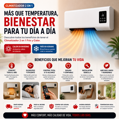 La temperatura perfecta durante todo el año ❄️🔥 Climatizador Compacto Inteligente 2 en 1