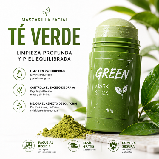 Mascarilla de té verde, PIEL MÁS LIMPIA, FRESCA Y SIN IMPUREZAS