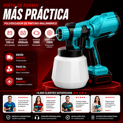 PaintJet - Pulverizador de pintura inalámbrico, bateria recargable