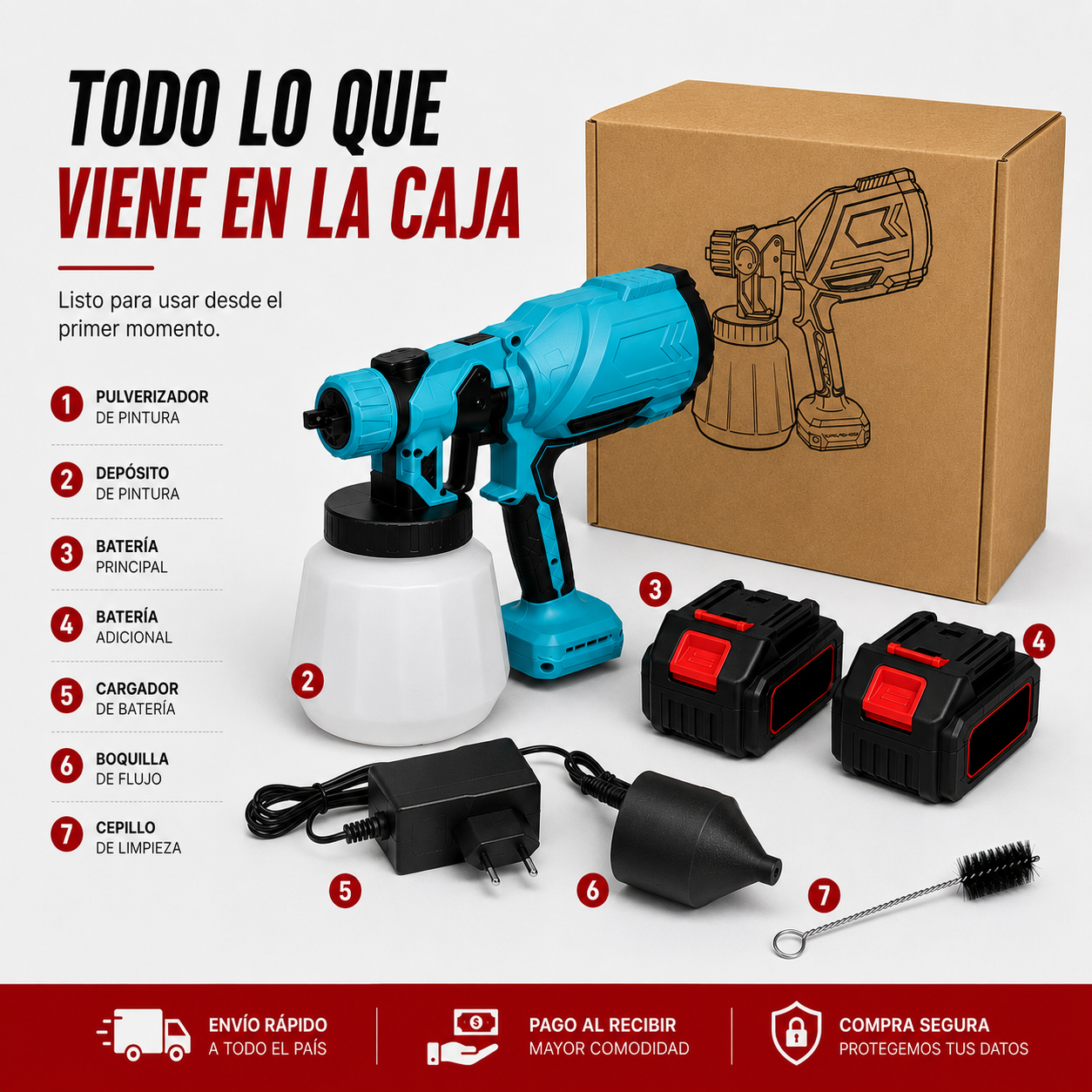 PaintJet - Pulverizador de pintura inalámbrico, bateria recargable