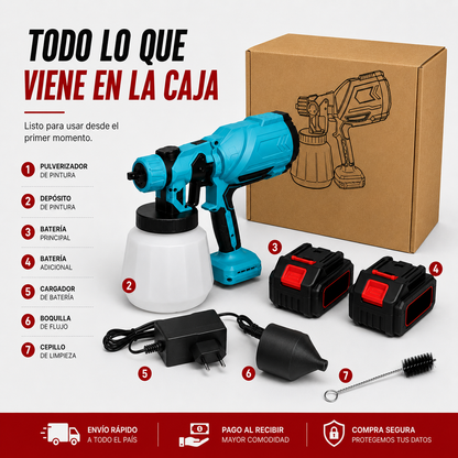 PaintJet - Pulverizador de pintura inalámbrico, bateria recargable